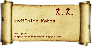 Kránitz Kabos névjegykártya